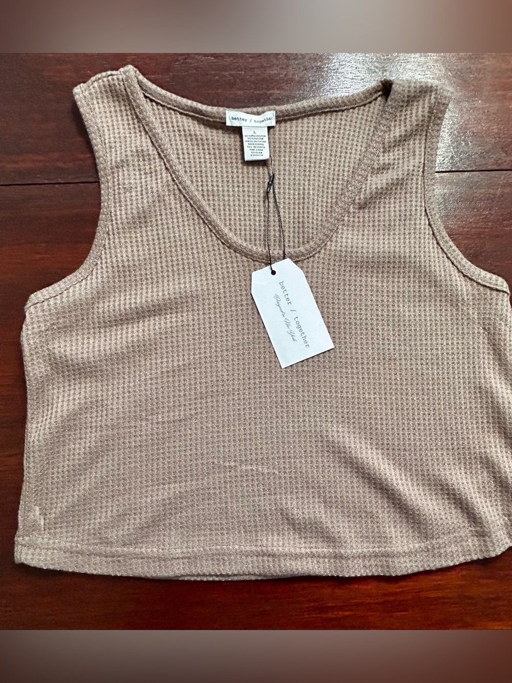 Better Together Knit Tank Top in Brown Large NWT